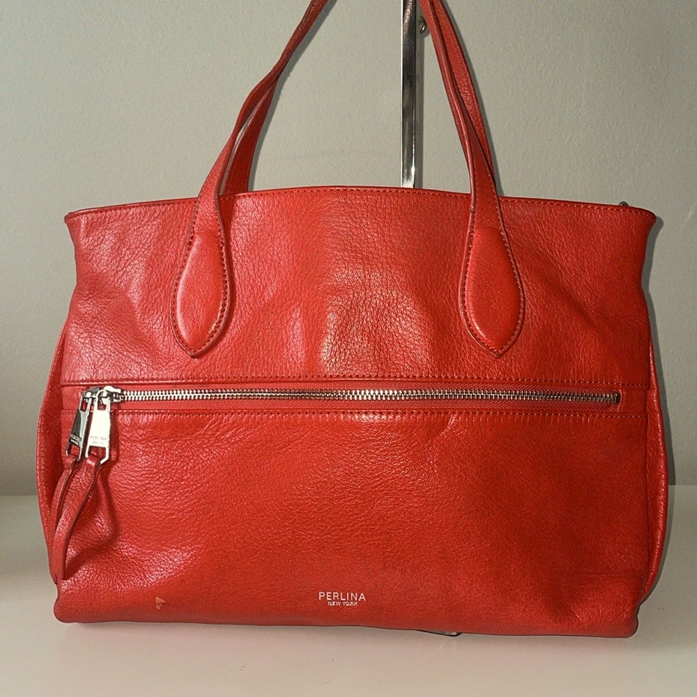 Perlina Orange leather shoulder bag